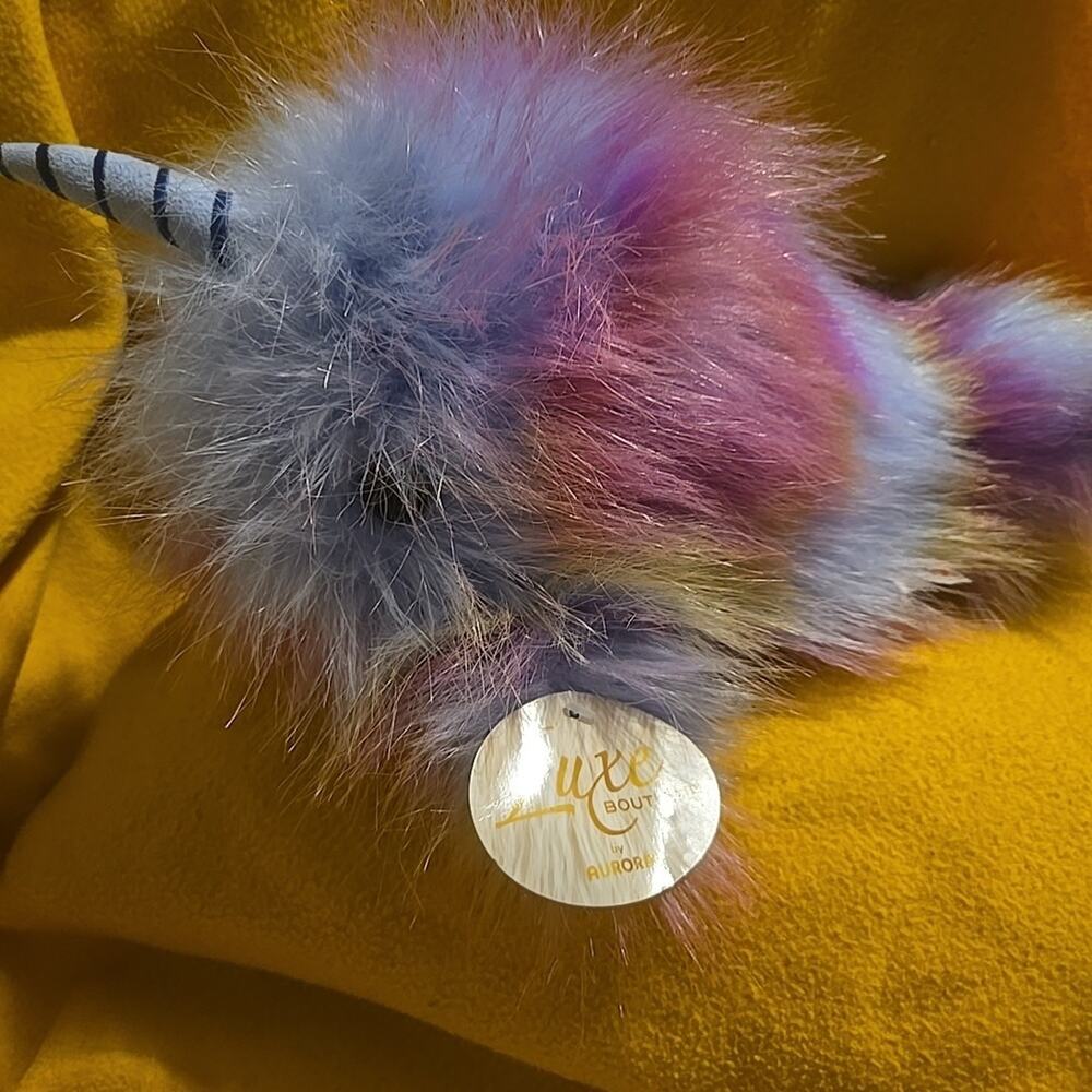 Aurora Plush Neptune Narwhal Super Soft 12" Fluffy Colorful Luxe Boutique